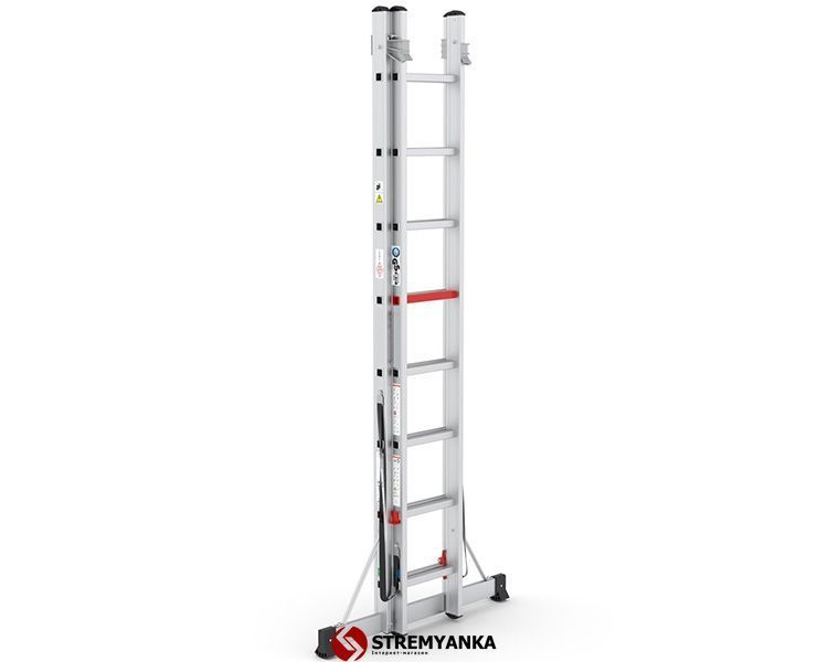 Двосекційна алюмінієва драбина-стрем&rsquo;янка Duomax Pro VIRASTAR DUOCOMBI 2х8 сходинок TSA5 фото