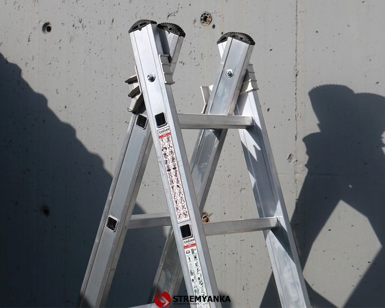 Двосекційна алюмінієва драбина-стрем&rsquo;янка Duomax Pro VIRASTAR DUOCOMBI 2х8 сходинок TSA5 фото