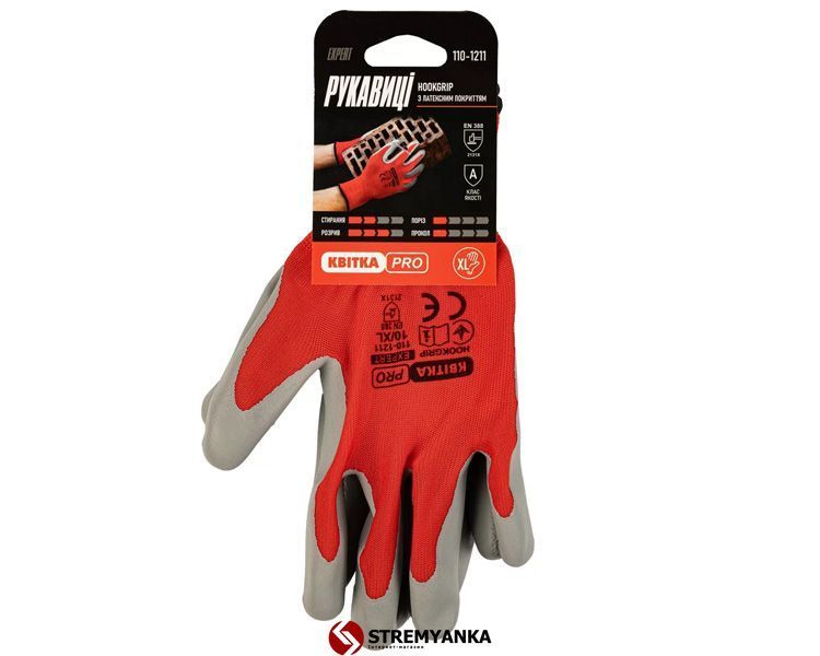 Рукавиці з латексним покриттям КВІТКА Hookgrip Expert (10" / XL) (110-1211-10) 110-1211-10 фото