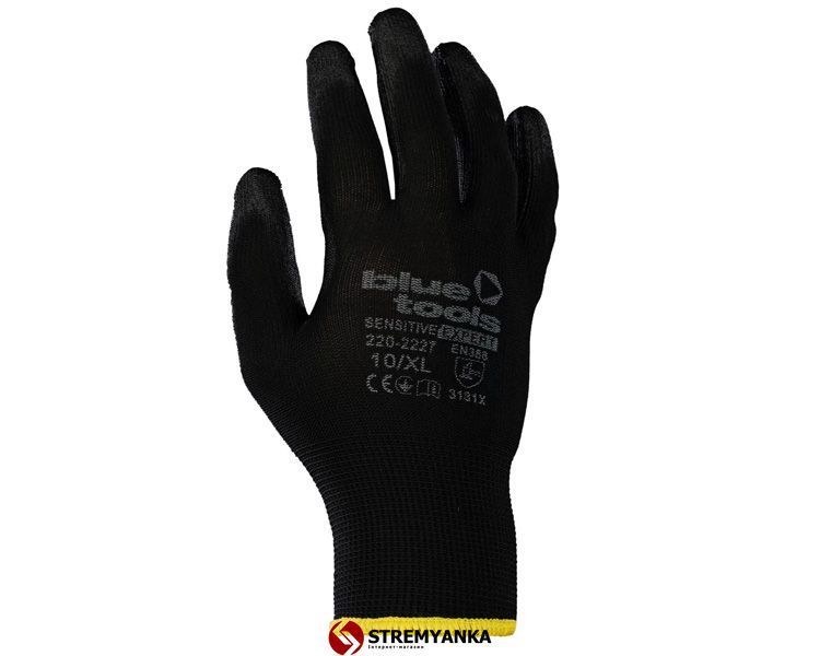 Стрейчеві рукавиці з поліуретановим покриттям BLUETOOLS Sensitive Expert (10" / XL) (220-2227-10-IND) 220-2227-10-IND фото