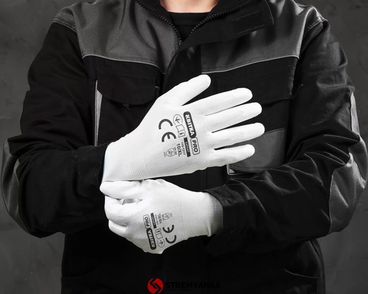 Стрейчевые перчатки с полиуретановым покрытием КВІТКА PRO Sensitive Expert (9" / L) (110-1217-09) 110-1217-09 фото