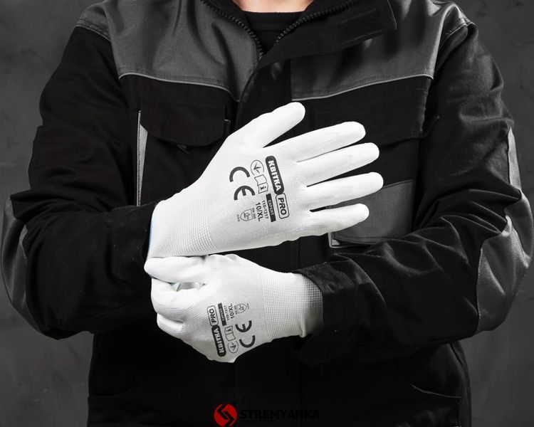 Стрейчевые перчатки с полиуретановым покрытием КВІТКА PRO Sensitive Expert (7" / S) (110-1217-07-IND) 110-1217-07-IND фото