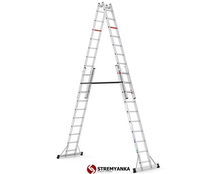 Двухсекционная телескопическая лестница VIRASTAR 2x10 ступеней TA003 фото