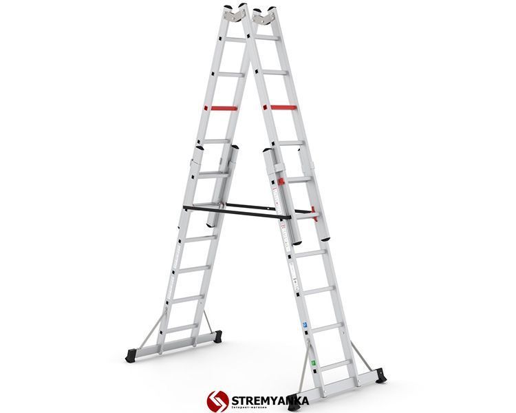 Двухсекционная телескопическая лестница VIRASTAR 2x6 ступеней TA002 фото