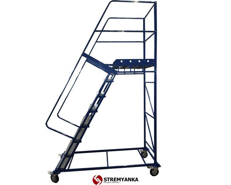 Драбина сталева складська пересувна H=2250 mm (без полиці) VWL2250-WS фото