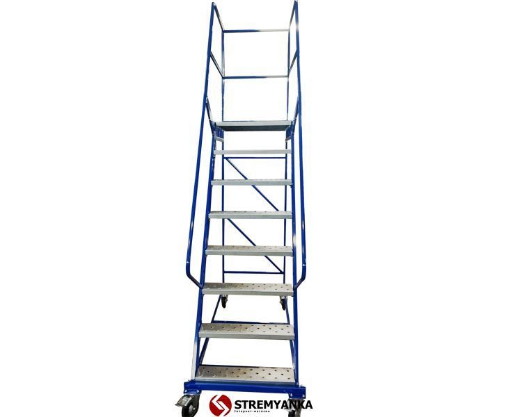 Драбина сталева складська пересувна H=2500 mm (без полиці) VWL2500-WS фото