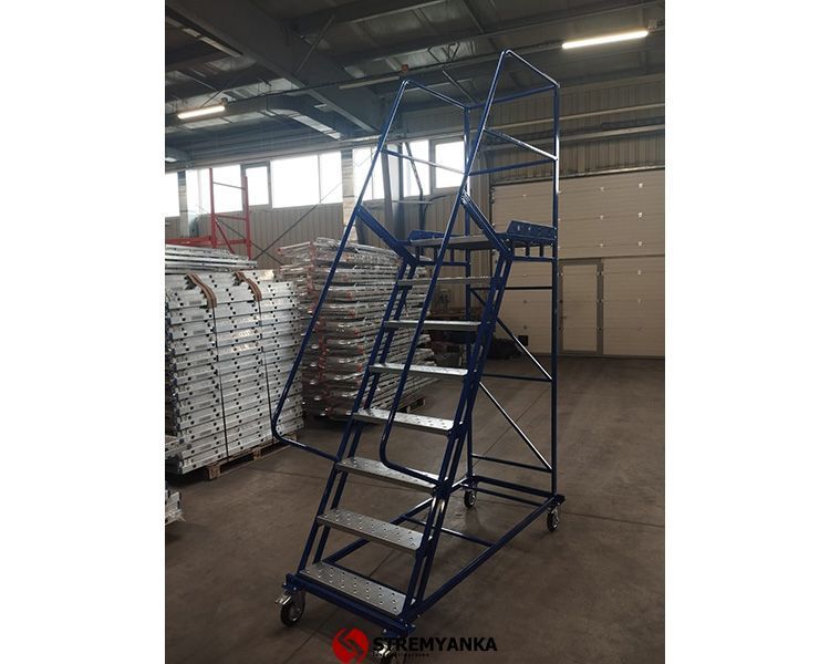 Драбина сталева складська пересувна H=3000 mm (без полиці) VWL3000-WS фото