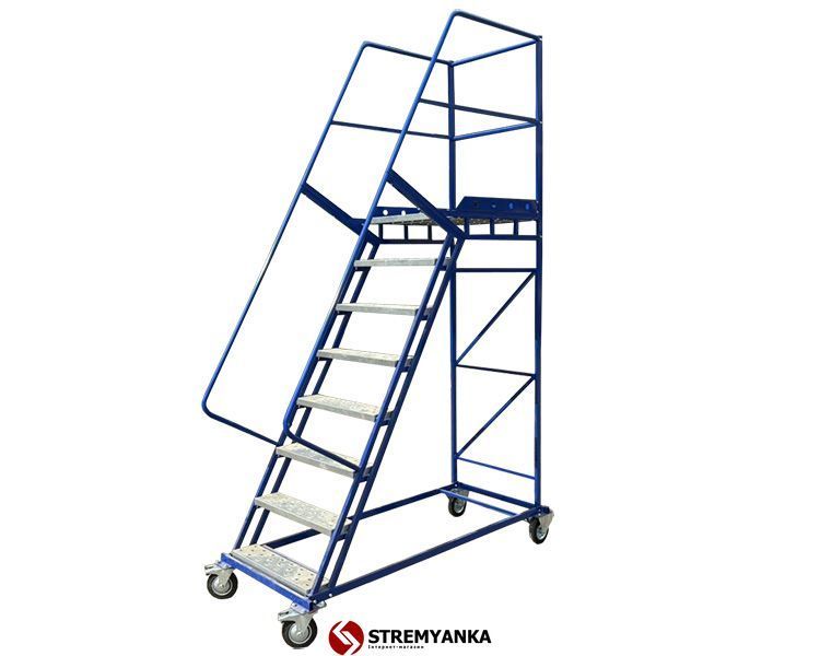 Драбина сталева складська пересувна H=3500 mm (без полиці) VWL3500-WS фото