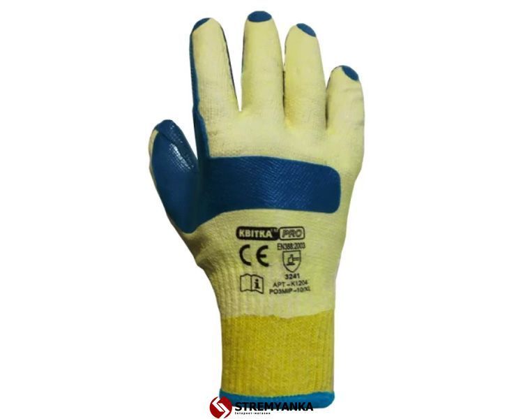 Перчатки с латексным покрытием для стекла КВІТКА PRO Expert (10" / XL) (110-1204-10-IND) 110-1204-10-IND фото